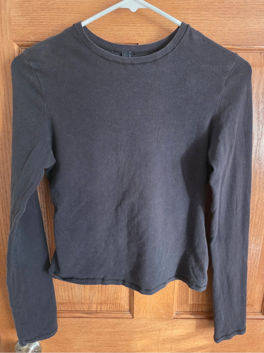 SKIMS Black Long Sleeve Crewneck Top